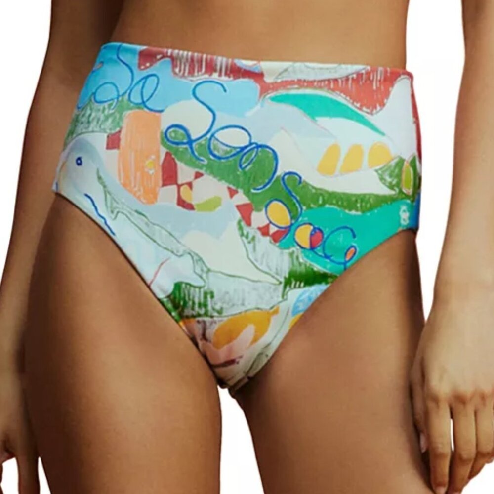 Nwt‎ ALEMAIS - S Women's Nadia High Waisted Brief Swim Bottom Multi